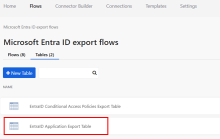 Select the Entra ID Application Export Table in Okta Workflows