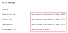 SAML settings in the Okta Admin Console
